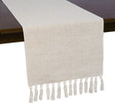 Chemin de table lin brodé style rustique beige 8 mots