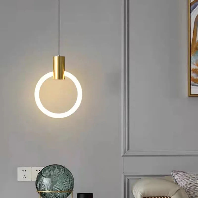 lustre led minimaliste en acrylique et cuivre gradation 3 températures - vue 2 sur 10