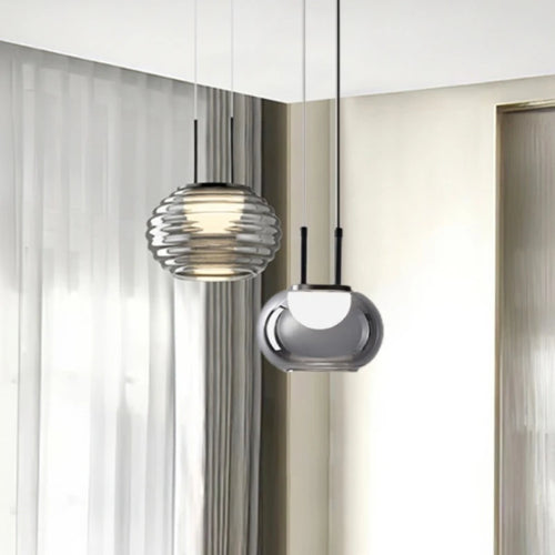 Suspension en verre gris fumé
