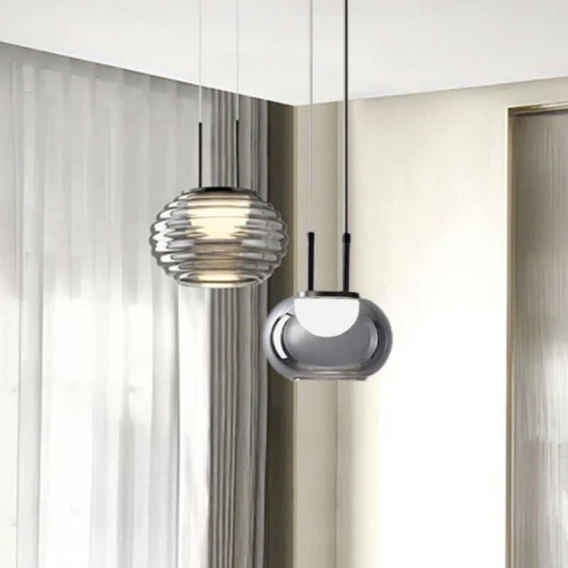 Suspension en verre gris fumé - vue 4 sur 9
