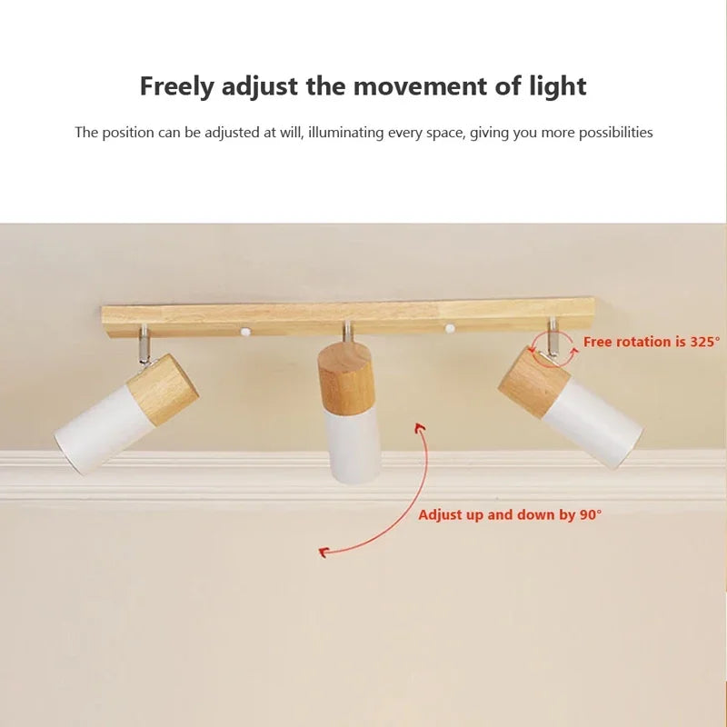 spot rotatif réglable en bois nordique luminaire vestiaire - vue 6 sur 17