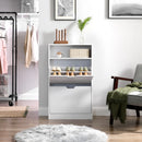 VASAGLE Shoe Cabinet with 2 Hinged Doors, Shoe Rack, Open Compartment, Adjustable Divider, 8-12 Pairs, for Small Entryway