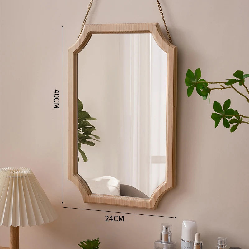 miroir vintage en bois massif miroir maquillage étanche mural antirouille - vue 15 sur 15