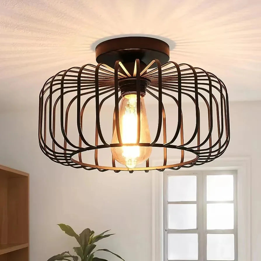Simple cage à oiseaux plafonnier intérieur chambre salon couloir plafonnier E26 lampes de restaurant luminaires décoratifs AC 110 V