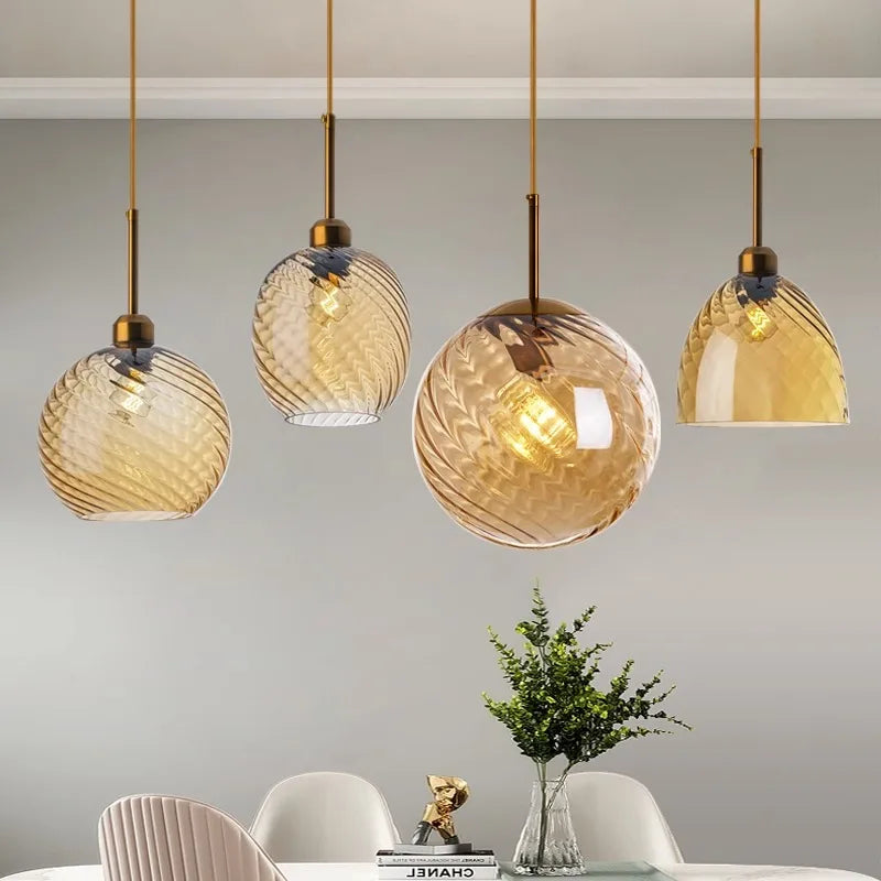 Suspension nordique forme en verre fumé pour éclairage intérieur - vue 7 sur 18