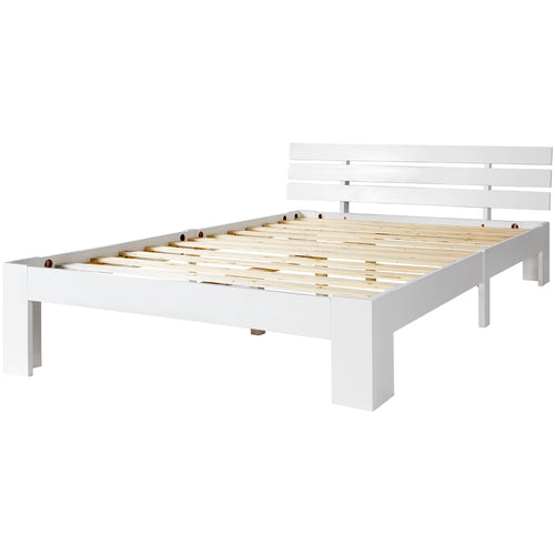 EU STOCK Wooden bed Double bed, headboard, slatted grille -200 x 140cm solid wood FSC Solid wood double bed - vue 4 sur 7