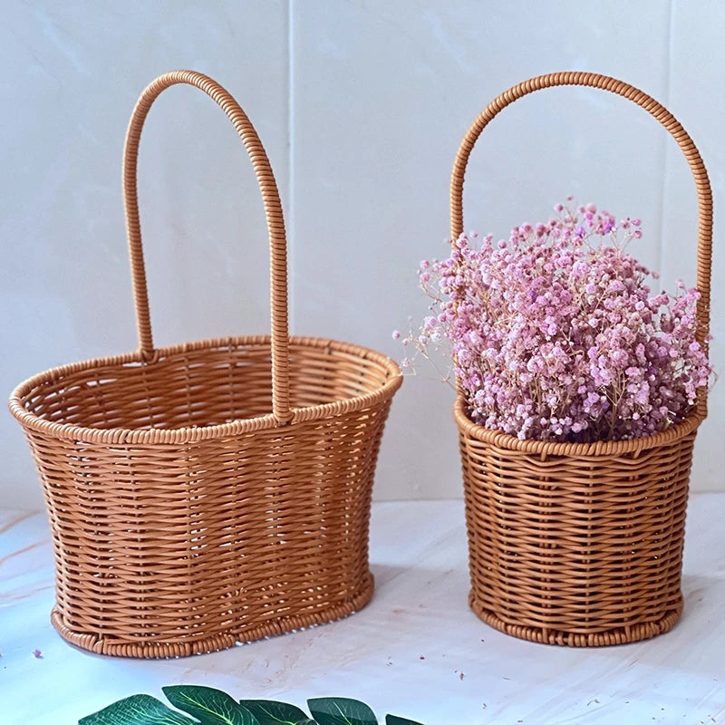 panier de rangement tissé à la main pour jardin et pique-nique - vue 5 sur 27