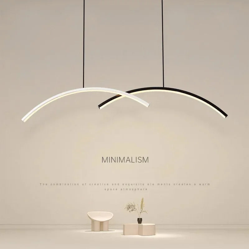 Moderner LED-Kronleuchter mit Fernbedienung und schlichtem Linien-Design - vue 3 sur 8