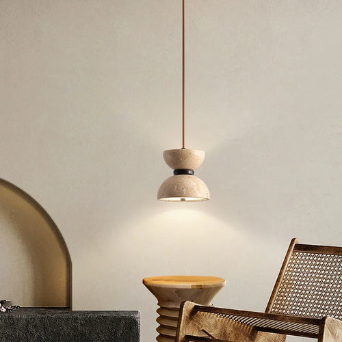 suspension nordique en pierre de grotte éclairage LED design moderne - vue 3 sur 7