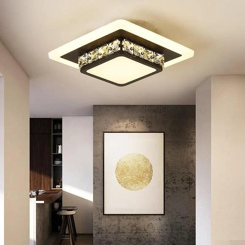 Plafonniers en cristal modernes lampe à LED pour salon chambre étude blanc noir Surface montée éclairage décoration lustre - vue 6 sur 8