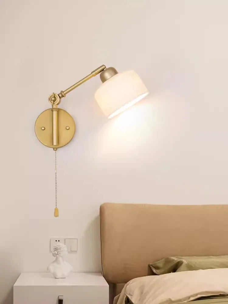 Applique murale nordique en céramique avec bras rotatif rétractable - vue 2 sur 8