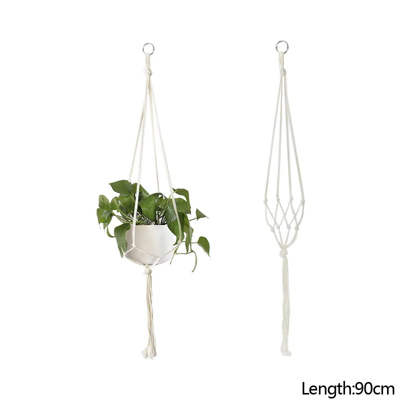 paniers suspendus en macramé pour plantes et décoration - vue 12 sur 19