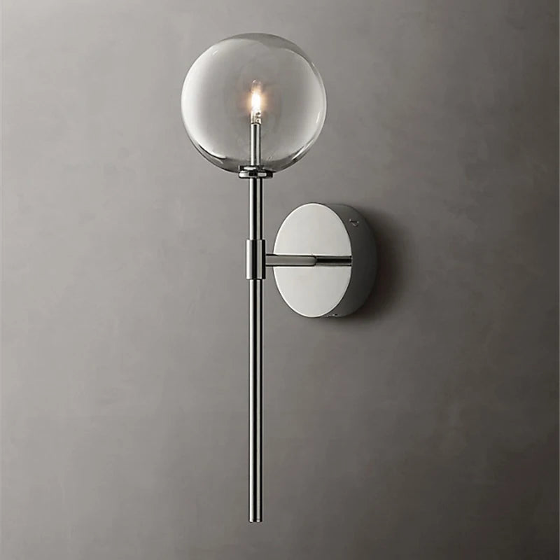 applique murale nordique en boule de verre transparent style rétro américain - vue 6 sur 9