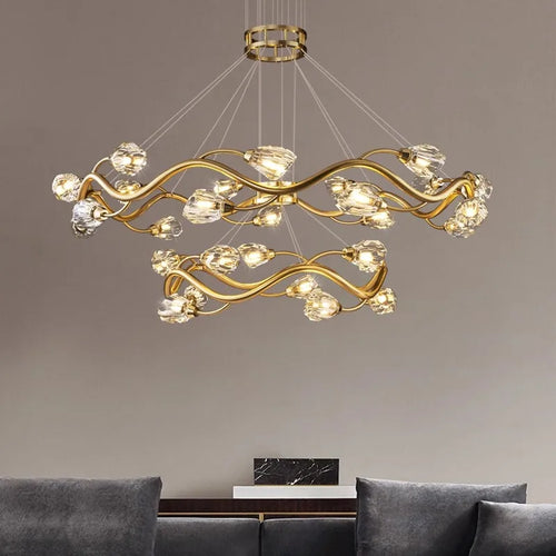 lustre led en cristal moderne de luxe pour éclairage intérieur