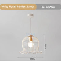 Suspension en métal blanc nordique forme de fleur Restaurant suspension lumière salon Table à manger E27 lustre éclairage 220 V