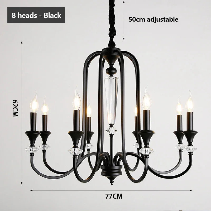 Kronleuchter im Retro-Design aus Kristall mit LED-Lampen für luxuriöses Wohnzimmer