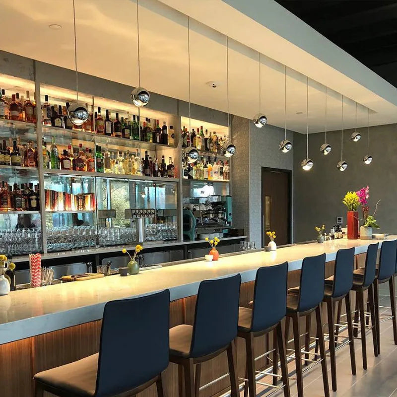 Suspension design LED rotative en métal chromé doré idéale pour bar restaurant café - vue 6 sur 6