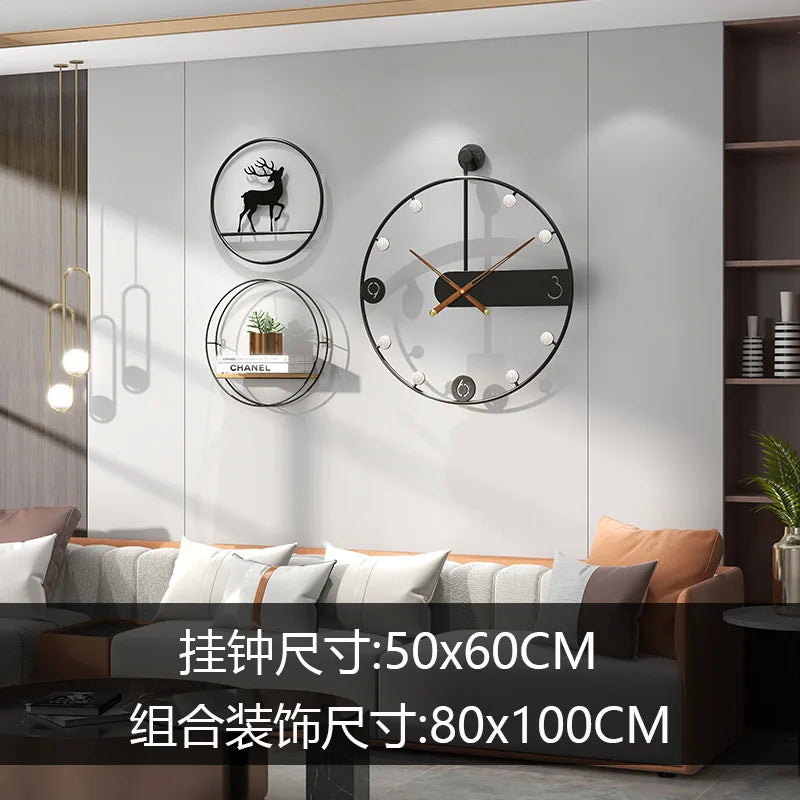 Modern Simple Iron Wall Clock, Home Decoration, Living Room, Creative, Fashion - vue 9 sur 11