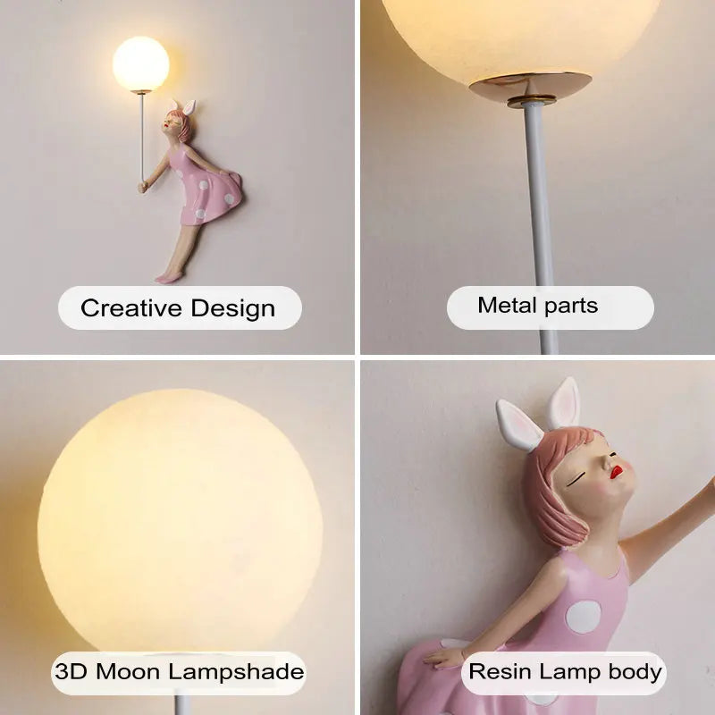 applique murale créative 3d pour fille abat-jour lune pour crèche - vue 7 sur 8