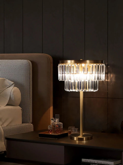 Moderne Design-Schreibtischlampe aus Kupfer und Kristall Luxus - vue 4 sur 9