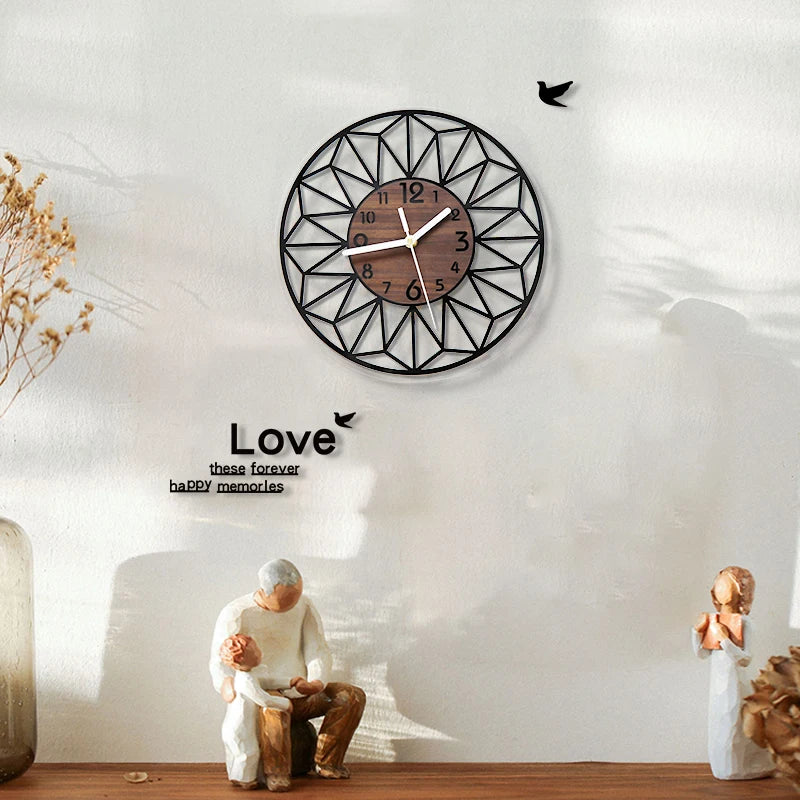 horloge murale en bois esthétique pour décoration intérieure - vue 6 sur 6