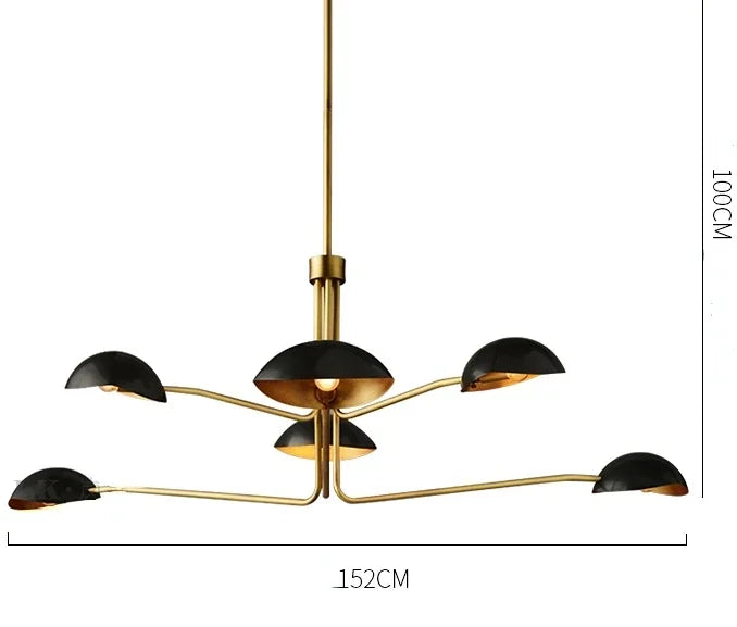 lustre rétro en cuivre lampe créative à bras long design industriel