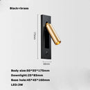 Black Brass Rectangular LED Wall Lamp Wall Sconce Wall Spotlight Reading Light with Switch and USB Port, Rotatable For Bedroom