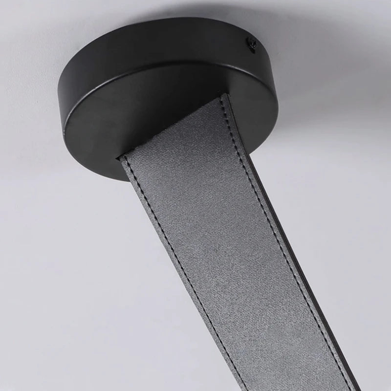 Kronleuchter LED Design Minimalistisch aus Leder und Glas für Dekoration - vue 6 sur 8