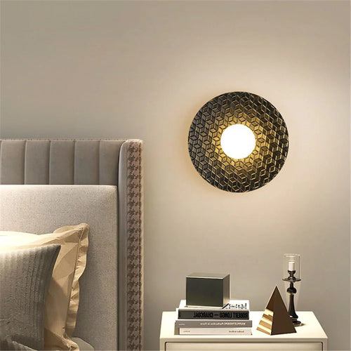 Runde LED-Wandleuchte aus Metall im nordischen Stil für modernes Interieur - vue 5 sur 23