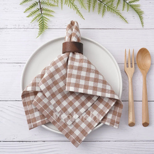 Serviette de table coton vichy 42x42 style champetre - vue 5 sur 7