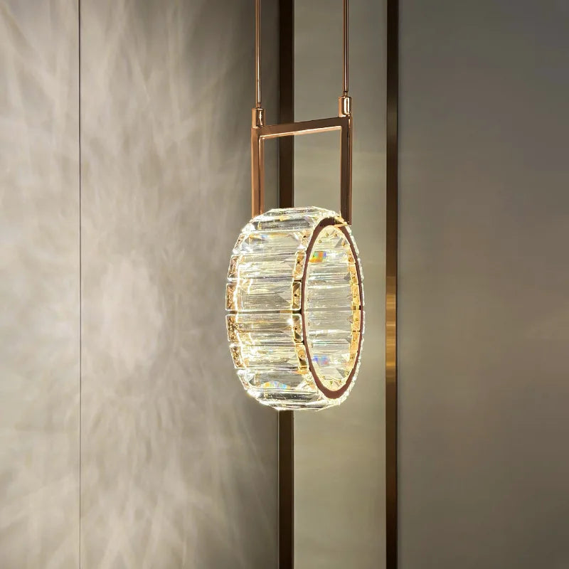 Moderne runde LED-Wandleuchte aus Luxus-Kristall - vue 5 sur 8