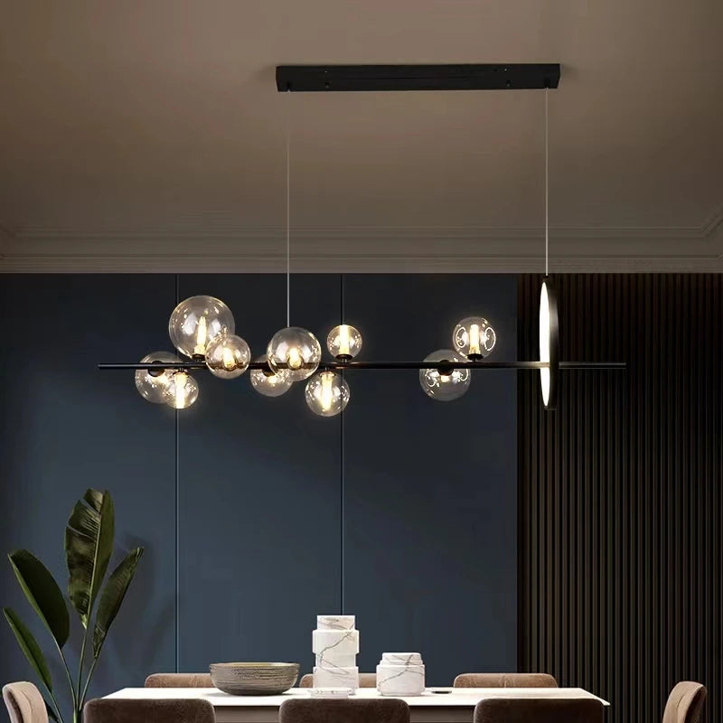 lustre led moderne en verre bulle avec cordon réglable - vue 6 sur 18