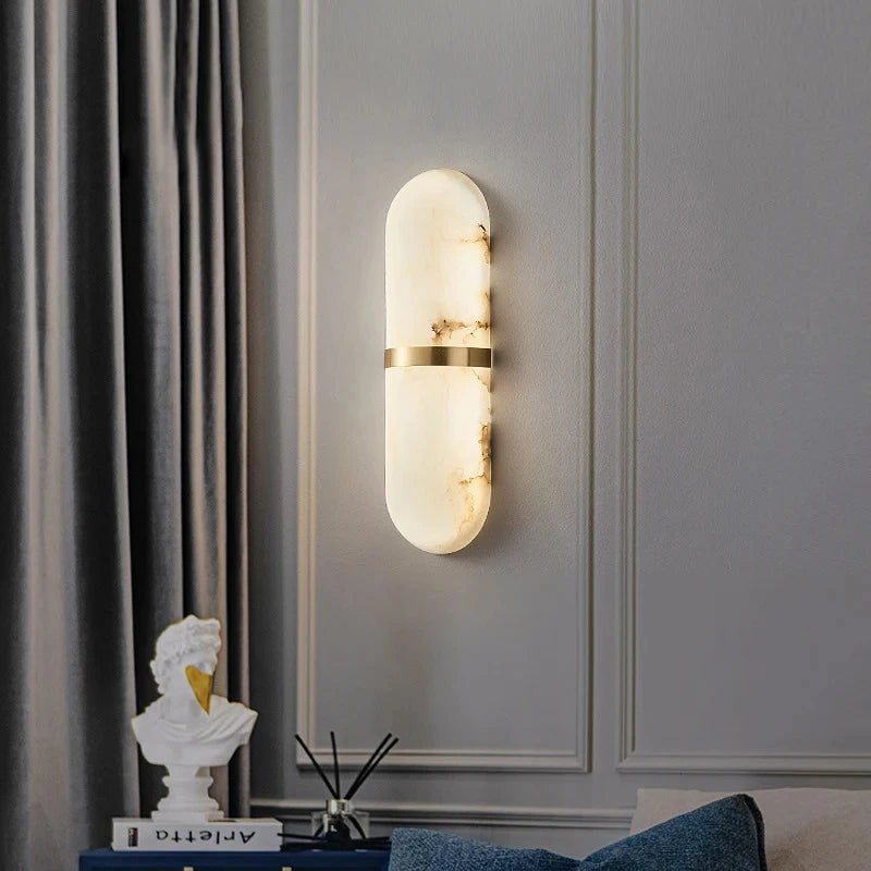 Semi-cylindre applique murale Led 18W Imitation marbre décor lampe de chevet salon salle à manger salle de bain porte couloir applique lumières - vue 4 sur 8