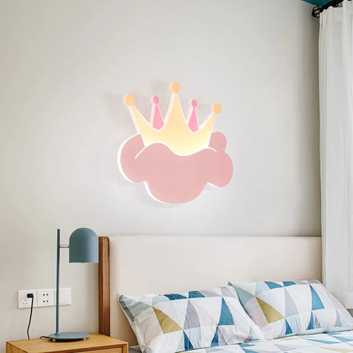 applique murale couronne pour chambre d'enfant avec télécommande