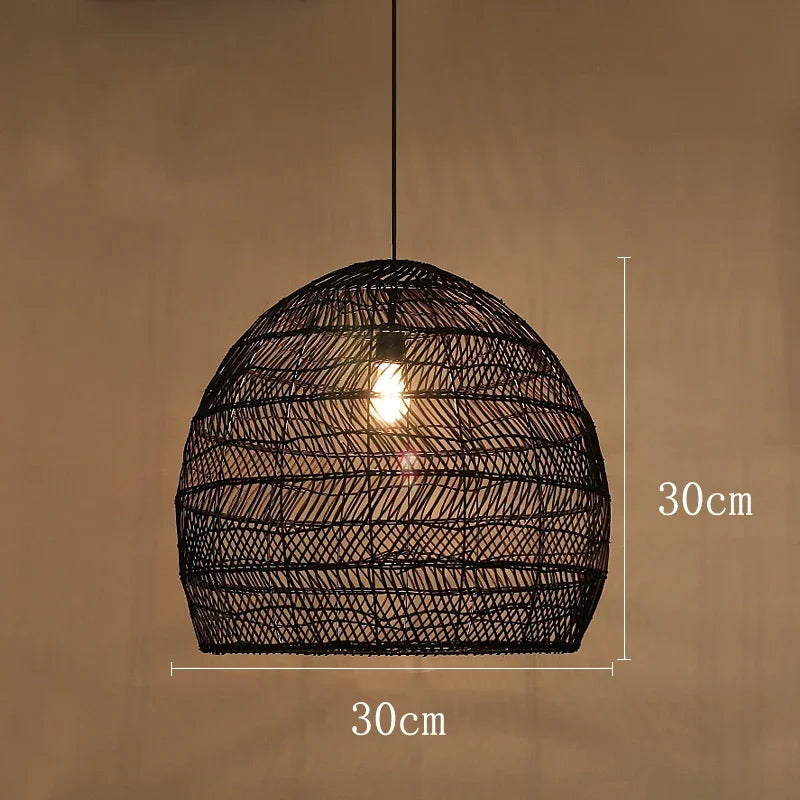suspension vintage en rotin fait main pour décoration intérieure