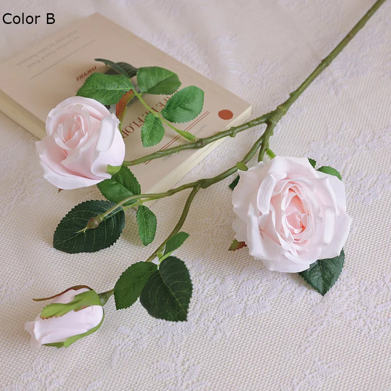 3 têtes de roses artificielles pour décoration de mariage et chambre - vue 9 sur 10