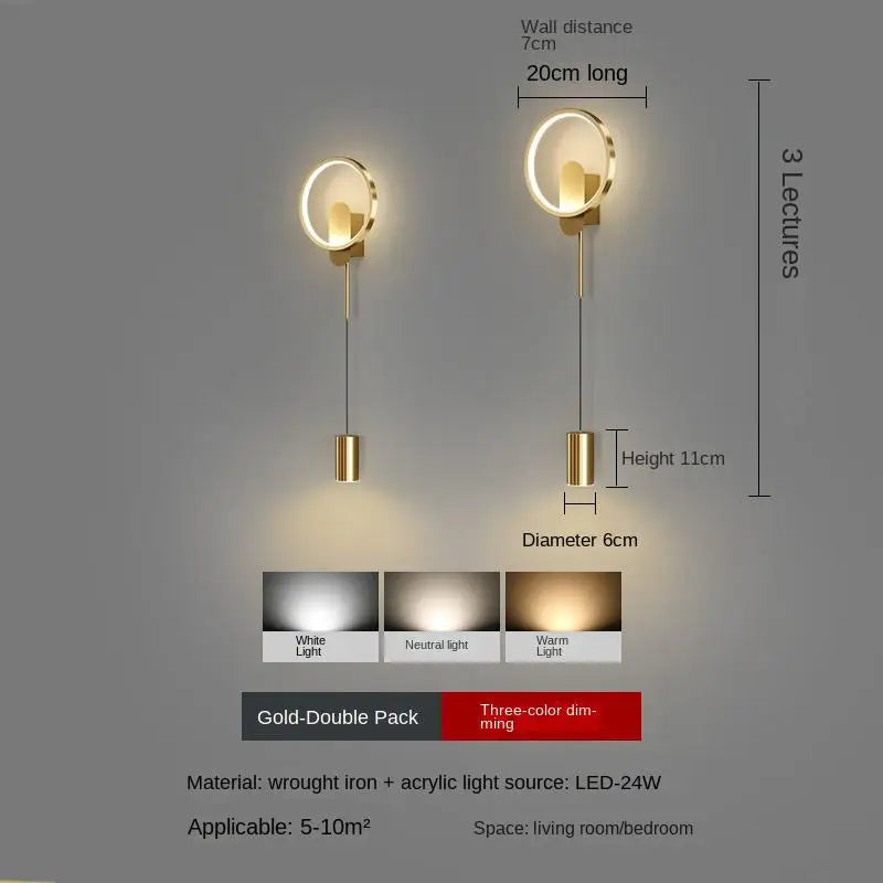 Nordic minimalist living room background wall light, modern creative corridor hallway light, bedroom bedside decorative light - vue 13 sur 13