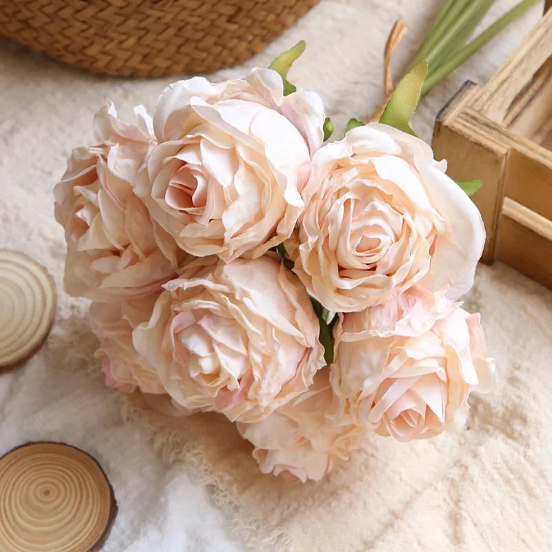 bouquet de roses artificielles pour décoration et photographie - vue 10 sur 13