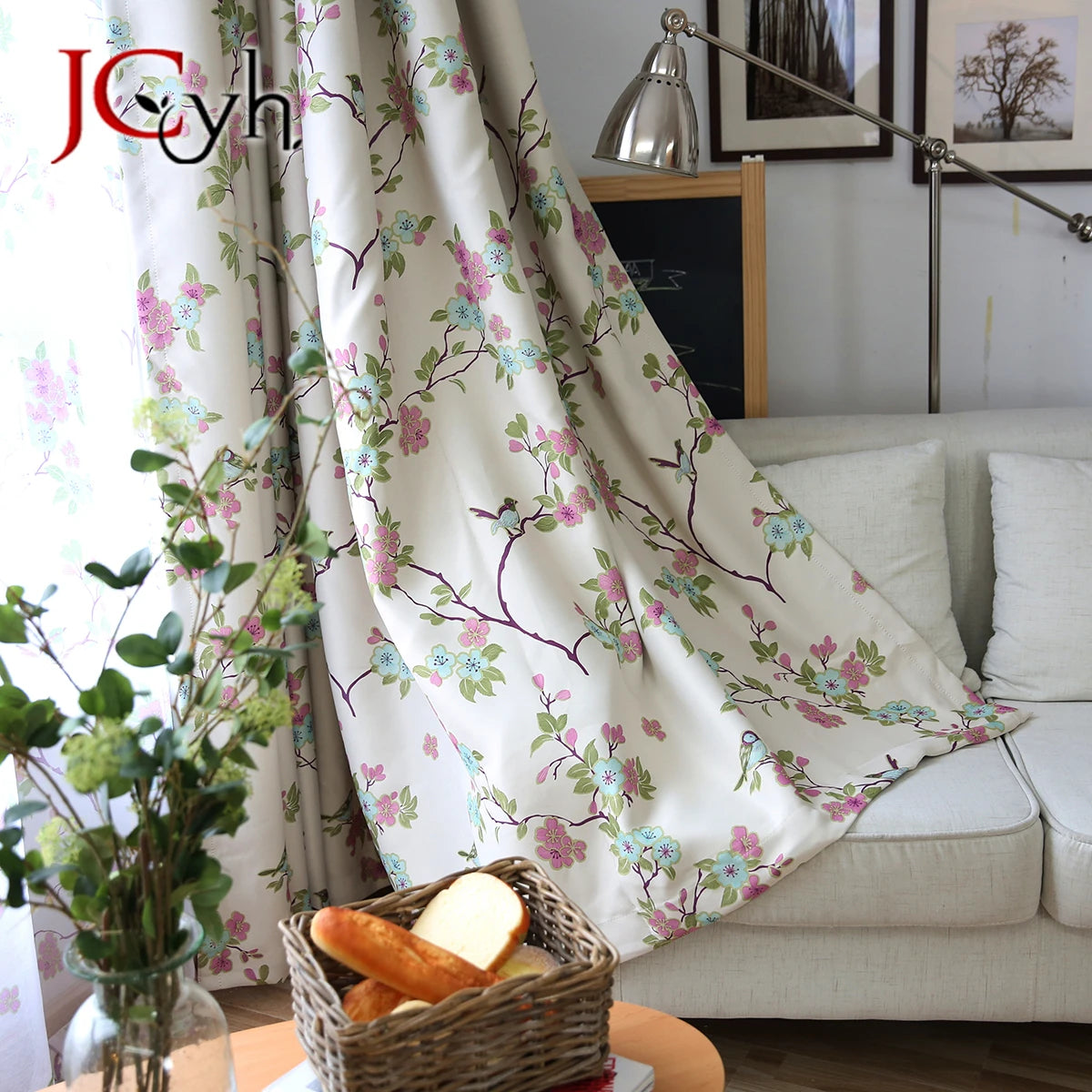 Rideau moderne floral occultant pour salon chambre fenêtre - vue 2 sur 9