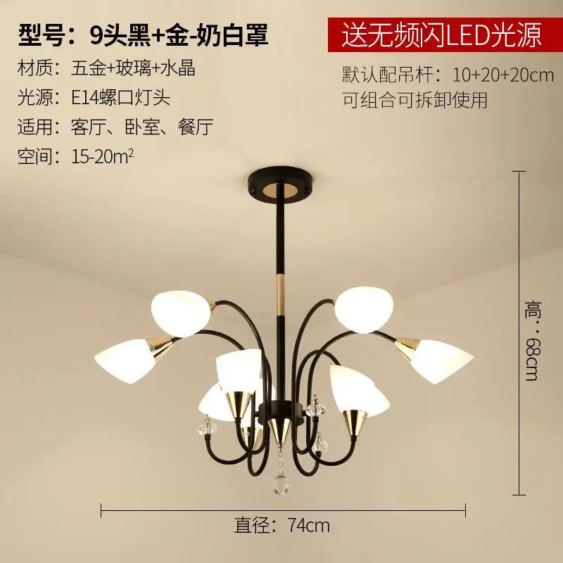 lustre en cristal moderne en cuivre pour éclairage intérieur - vue 10 sur 14