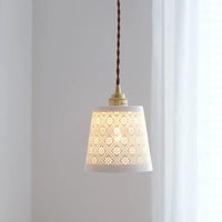 Moderne Pendelleuchte aus Keramik und Kupfer für die Innendekoration