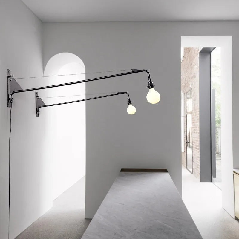 Vitra Potence Applique Loft Pays Américain Industriel Pipe Lumière Chevet Long Bras Swing Éclairage E27 Cuisine Décoration Murale Lumière - vue 5 sur 7