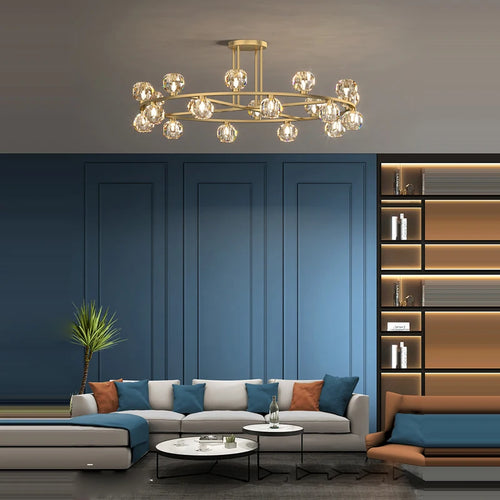 Art-déco-Deckenleuchte gold schwarz Design Kristall - vue 2 sur 24