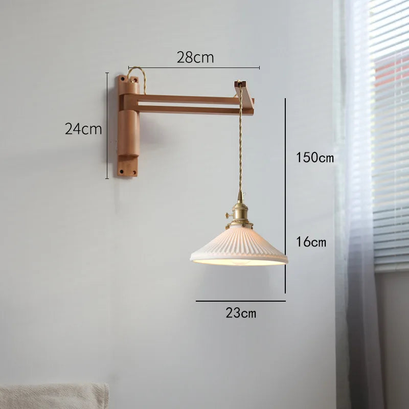 LED-Wandleuchte Retro Japanisch Teleskopisch aus Messing und Glas - vue 15 sur 15