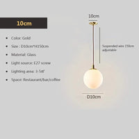 Minimalistische Pendelleuchte aus Messing mit milchglas Orbe