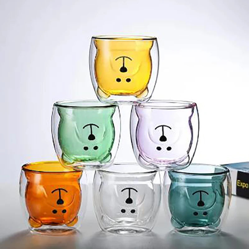 Tasse verre double paroi ours canard 3d 250ml