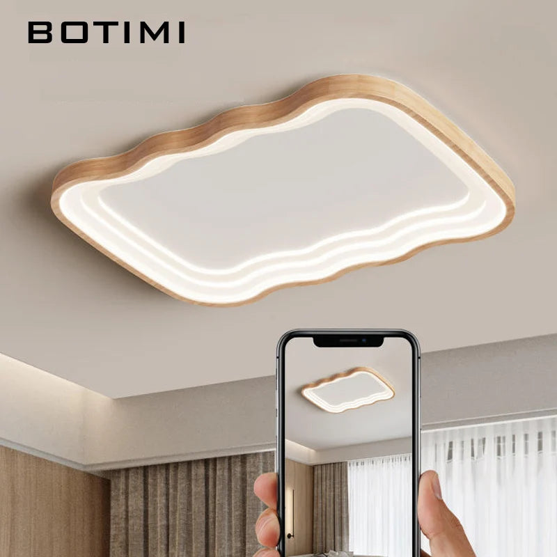 Plafonnier LED rectangulaire en bois - vue 6 sur 11