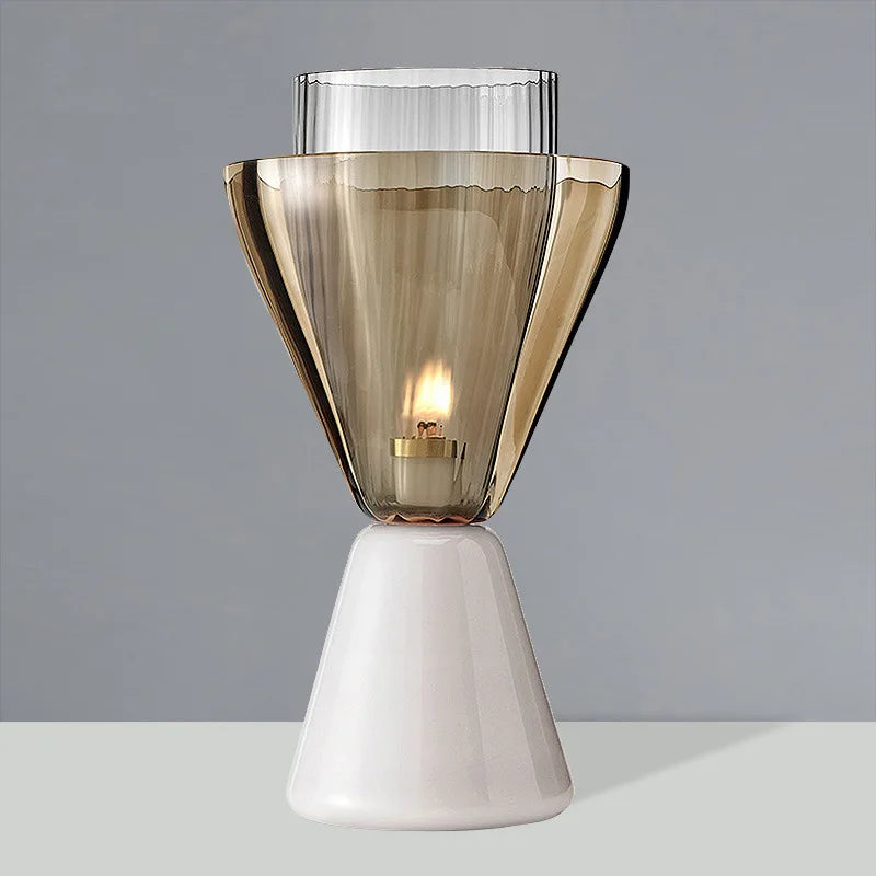 Nordic Marble Table Lamp with E27 Changeable Bulb Led Desk Light Glass Shade - vue 6 sur 7