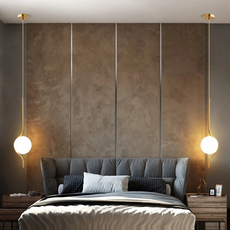 suspension en verre laiteux led créatives art déco