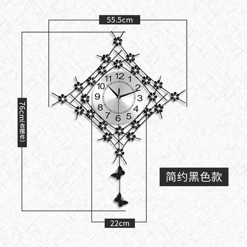 horloge murale à pendule design européen en métal unique - vue 13 sur 19